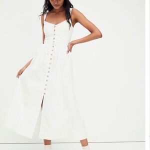 Free People Ivory Having a Moment Button-Down Dress
